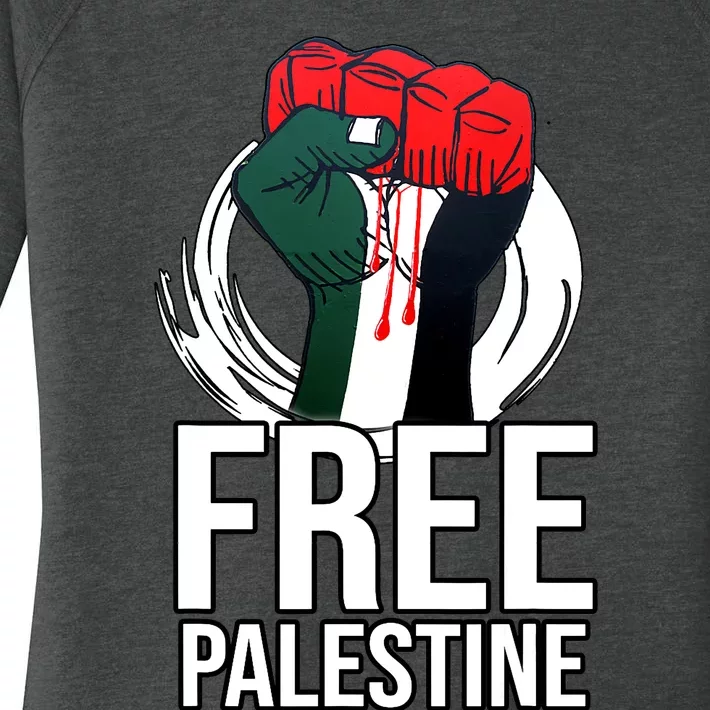 Free Palestine Arabic Support Palestine And Gaza Jerusalem Women's Perfect Tri Tunic Long Sleeve Shirt