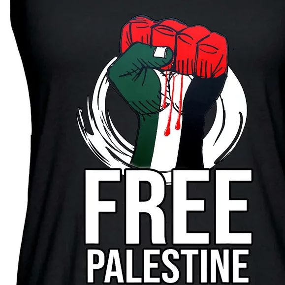 Free Palestine Arabic Support Palestine And Gaza Jerusalem Ladies Essential Flowy Tank