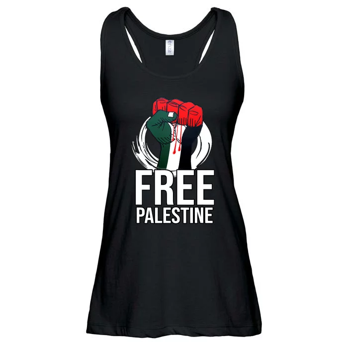 Free Palestine Arabic Support Palestine And Gaza Jerusalem Ladies Essential Flowy Tank