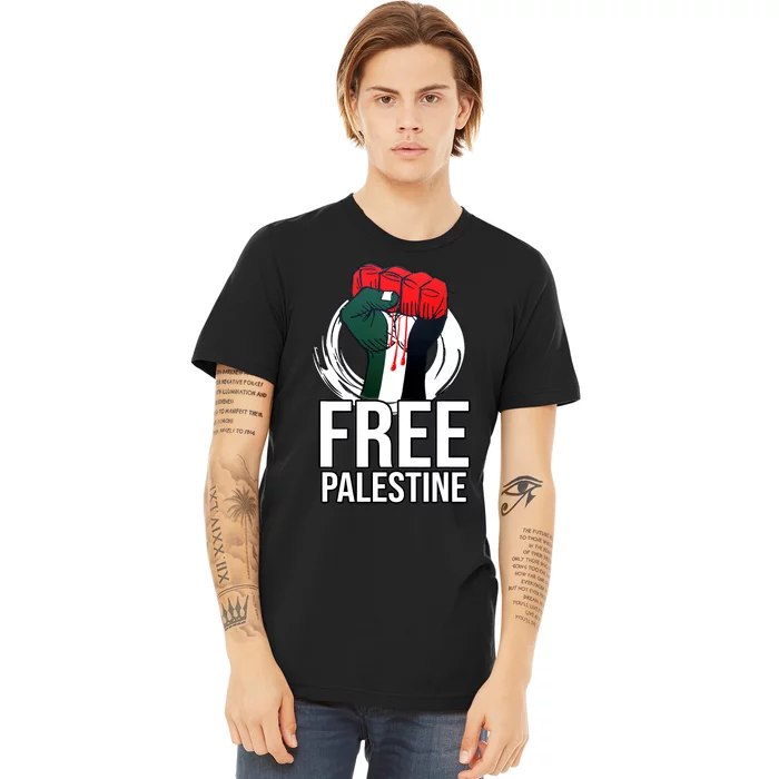 Free Palestine Arabic Support Palestine And Gaza Jerusalem Premium T-Shirt