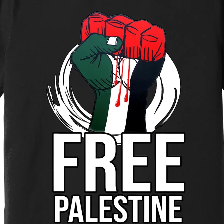 Free Palestine Arabic Support Palestine And Gaza Jerusalem Premium T-Shirt