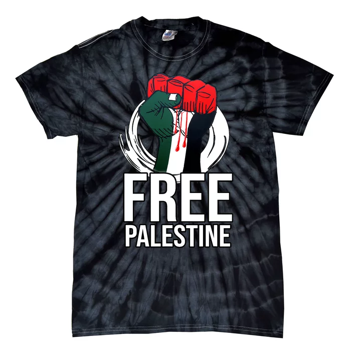 Free Palestine Arabic Support Palestine And Gaza Jerusalem Tie-Dye T-Shirt