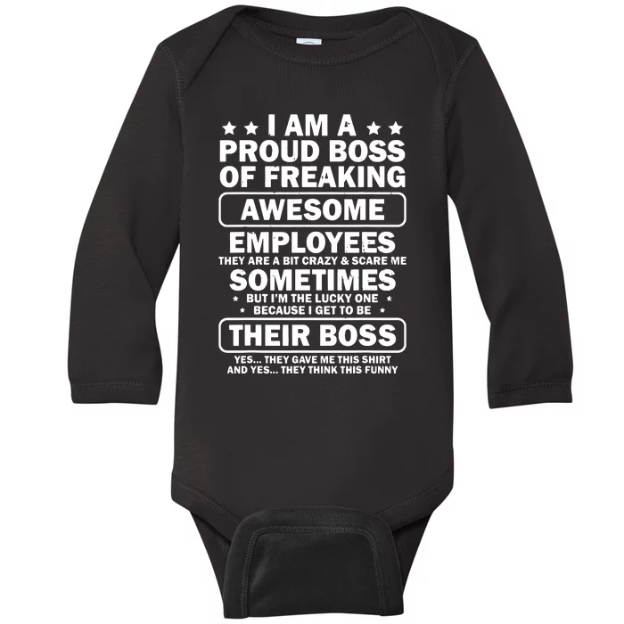 Funny Proud Boss Employee Appreciation Office Funny Boss Baby Long Sleeve Bodysuit