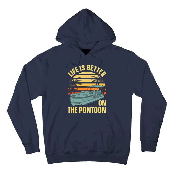 Funny Pontoon Boat Art For Boating Pontoon Captain Tall Hoodie