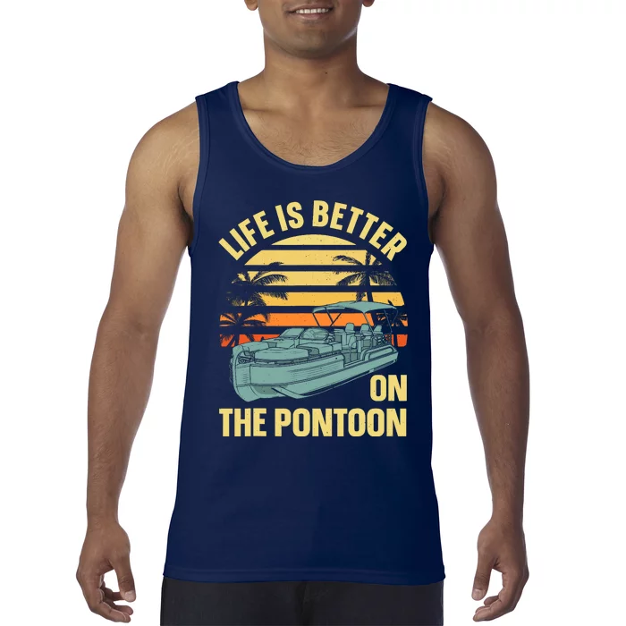 Funny Pontoon Boat Art For Boating Pontoon Captain Tank Top