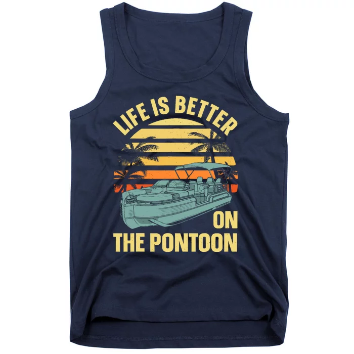 Funny Pontoon Boat Art For Boating Pontoon Captain Tank Top