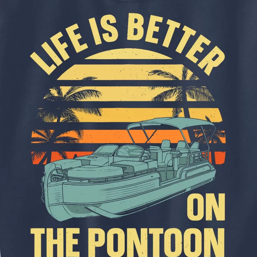 Funny Pontoon Boat Art For Boating Pontoon Captain Kids Sweatshirt