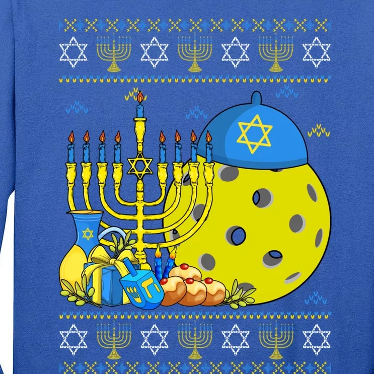 Funny Pickleball Ball Orah Dreidel Ugly Hanukkah Sweater Funny Gift Tall Long Sleeve T-Shirt