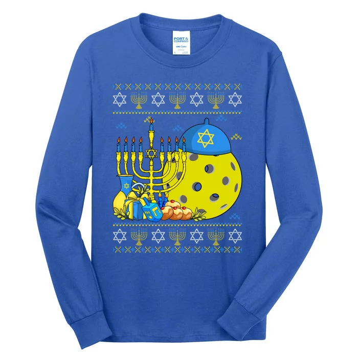 Funny Pickleball Ball Orah Dreidel Ugly Hanukkah Sweater Funny Gift Tall Long Sleeve T-Shirt