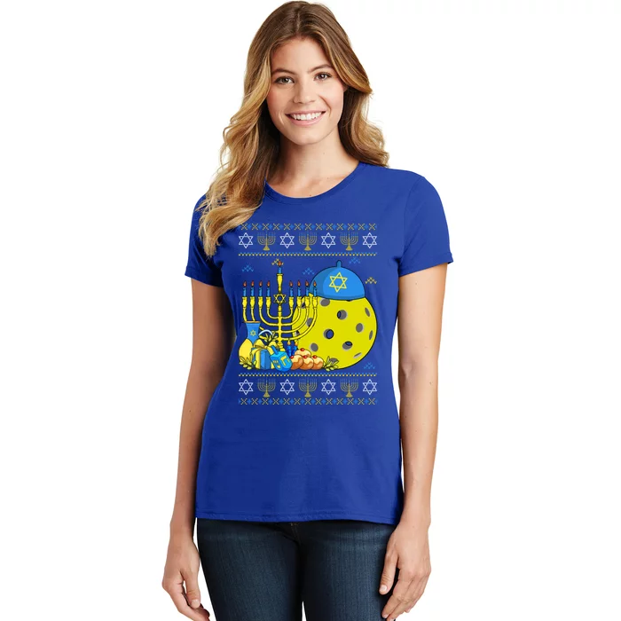 Funny Pickleball Ball Orah Dreidel Ugly Hanukkah Sweater Funny Gift Women's T-Shirt