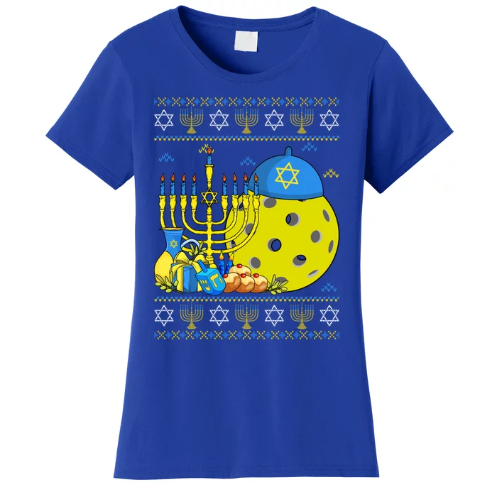 Funny Pickleball Ball Orah Dreidel Ugly Hanukkah Sweater Funny Gift Women's T-Shirt