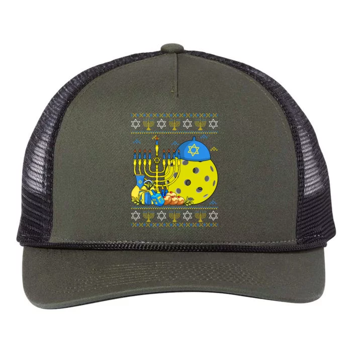 Funny Pickleball Ball Orah Dreidel Ugly Hanukkah Sweater Funny Gift Retro Rope Trucker Hat Cap