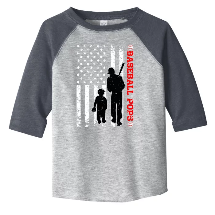 Funny Proud Baseball Pops American Flag Father's Day Toddler Fine Jersey T-Shirt