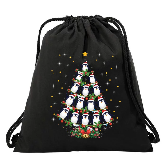 Funny Penguin Bird Xmas Gift Penguin Christmas Tree Gift Drawstring Bag