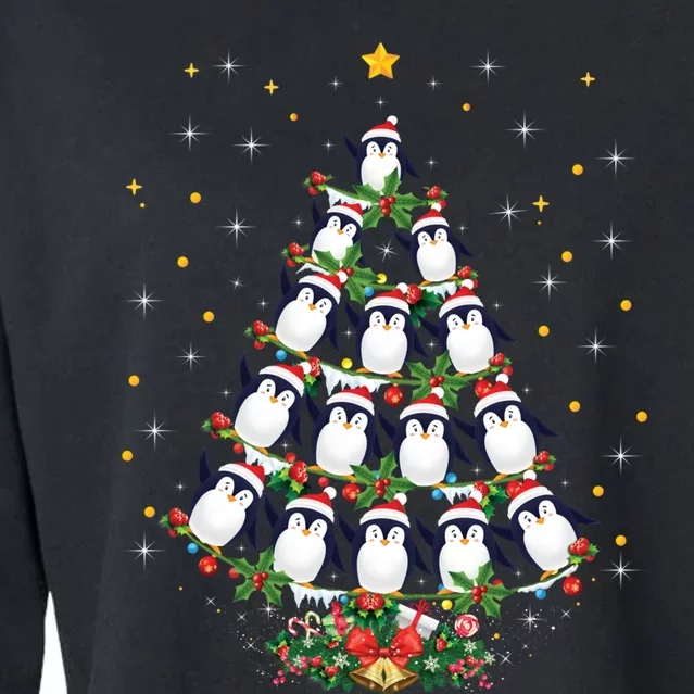 Funny Penguin Bird Xmas Gift Penguin Christmas Tree Gift Cropped Pullover Crew