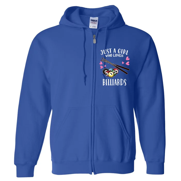 Funny Pool Billiard Lover Just A Who Loves Billiards Gift Full Zip Hoodie