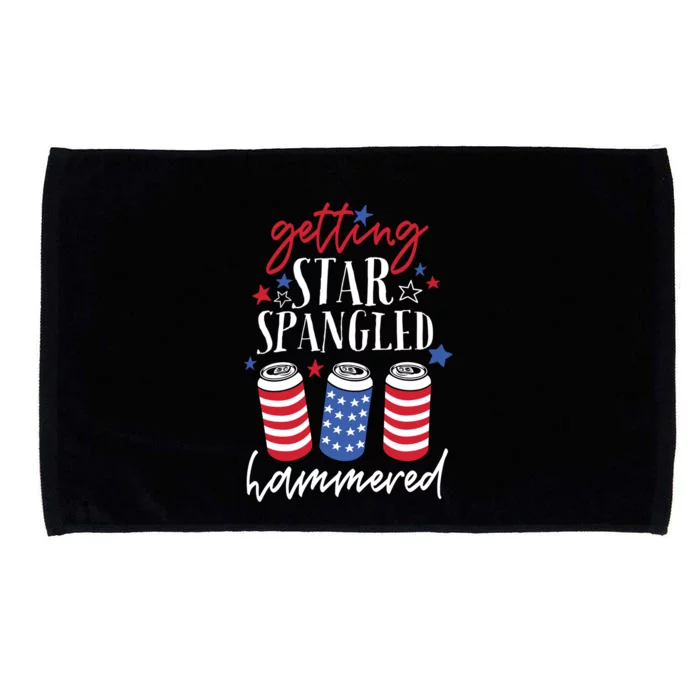 Funny Patriotic Beer Flag Getting Star Spangled Hammered Gift Microfiber Hand Towel