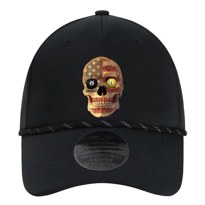 Funny Pool Billiard Snooker Design Skull With Us Flag Gift Performance The Dyno Cap