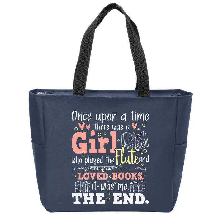 Flute Player Book Lover Flutist Marching Band Musician Zip Tote Bag