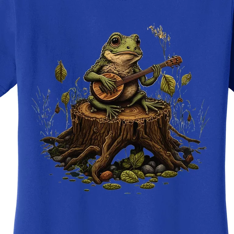 Frog Playing Banjo On Log Women's T-Shirt