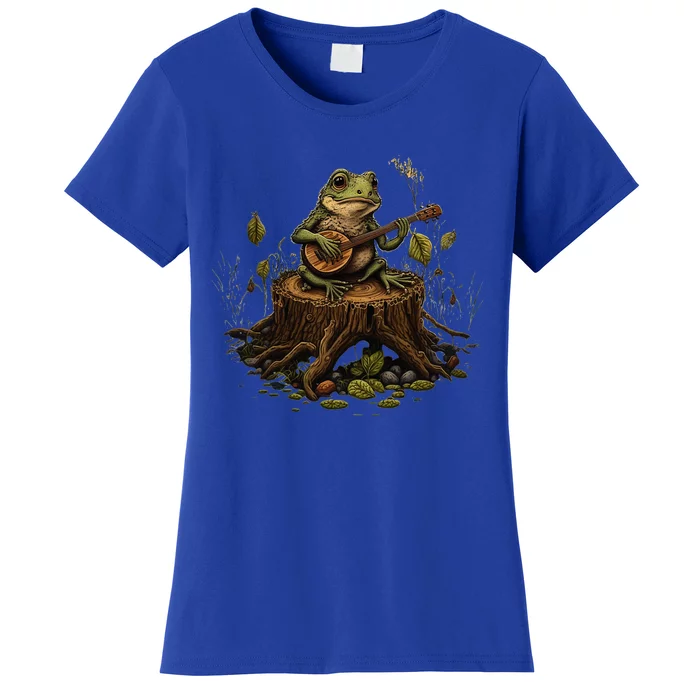 Frog Playing Banjo On Log Women's T-Shirt