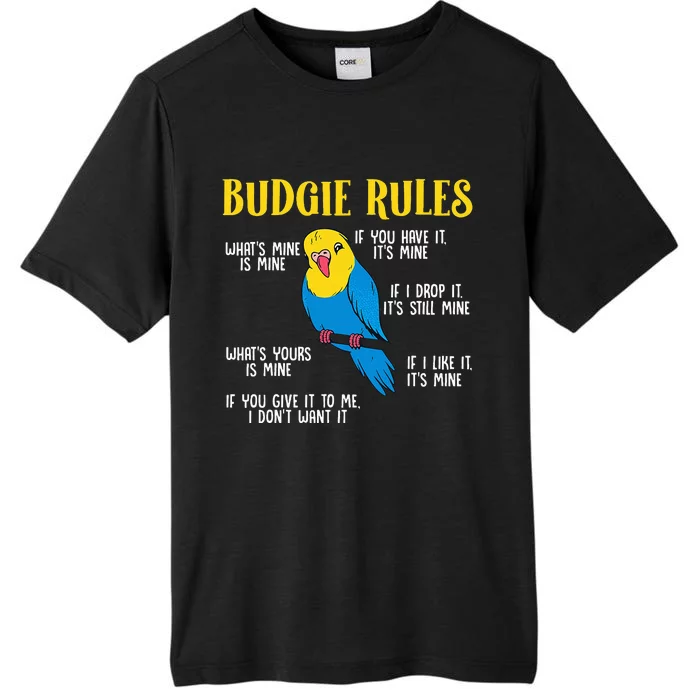 funny Parakeet Budgie Rules Bird Budgerigar ChromaSoft Performance T-Shirt