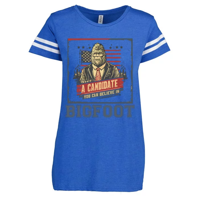 Funny Patriotic Bigfoot For President American Election 2024 Enza Ladies Jersey Football T-Shirt