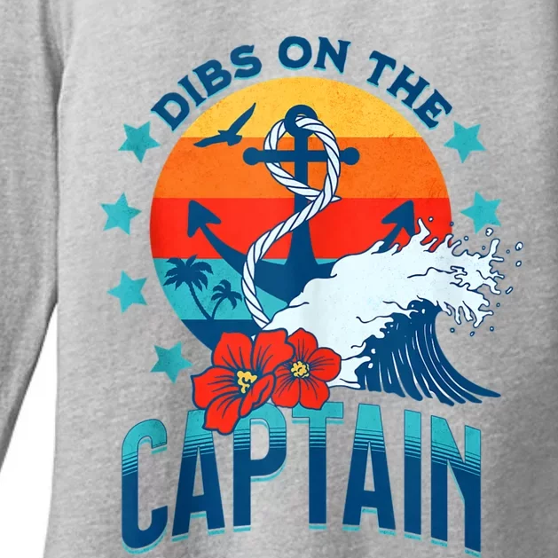 Funny Pontoon Boat Captain Dibs On The Captain Womens CVC Long Sleeve Shirt