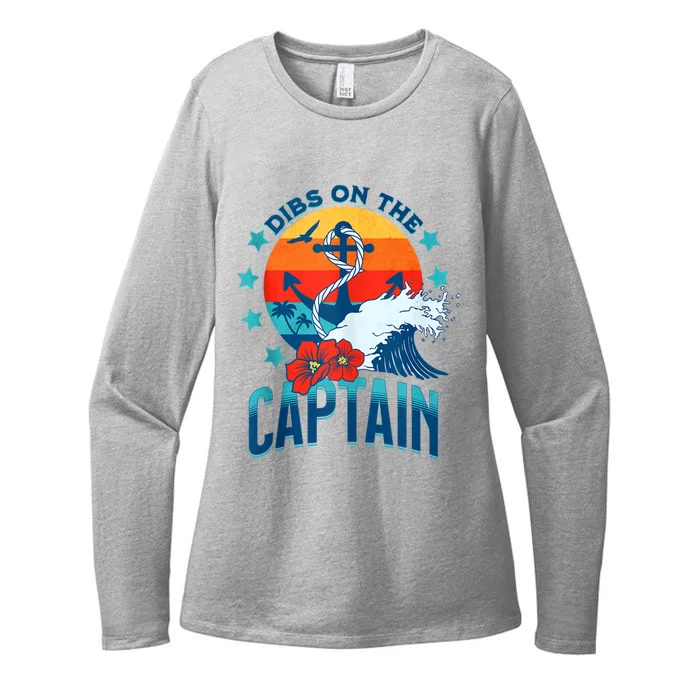 Funny Pontoon Boat Captain Dibs On The Captain Womens CVC Long Sleeve Shirt