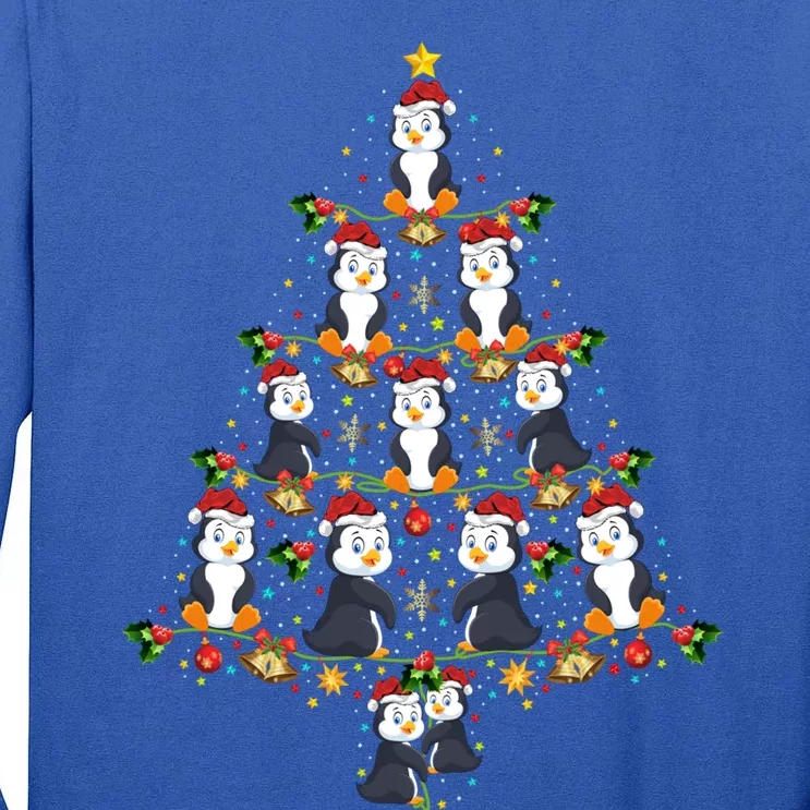 Funny Penguin Bird Lover Xmas Santa Penguin Christmas Tree Gift Tall Long Sleeve T-Shirt