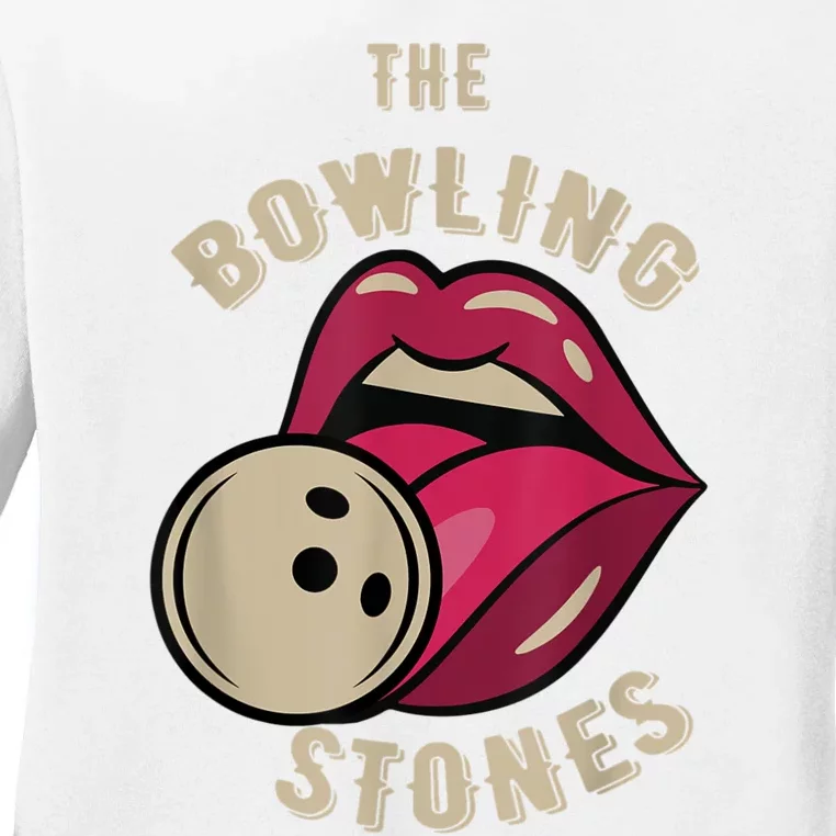 Funny Pun Bowling Stone Ladies Long Sleeve Shirt