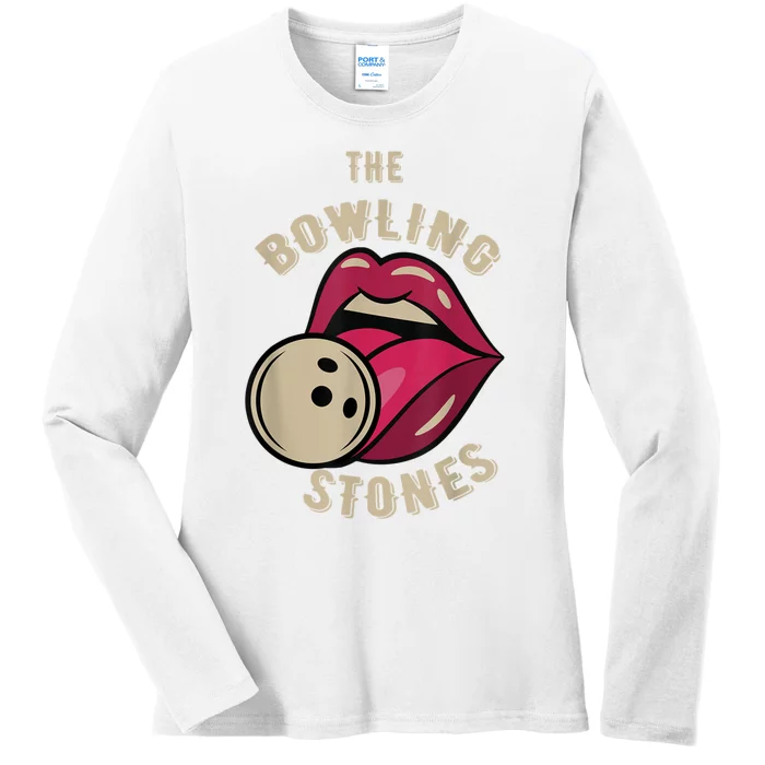 Funny Pun Bowling Stone Ladies Long Sleeve Shirt