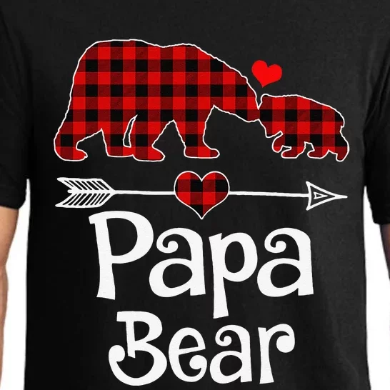 Funny Papa Bear Christmas Pajama Red Plaid Buffalo Matching Family Pajama Set