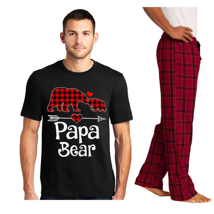 Funny Papa Bear Christmas Pajama Red Plaid Buffalo Matching Family Pajama Set