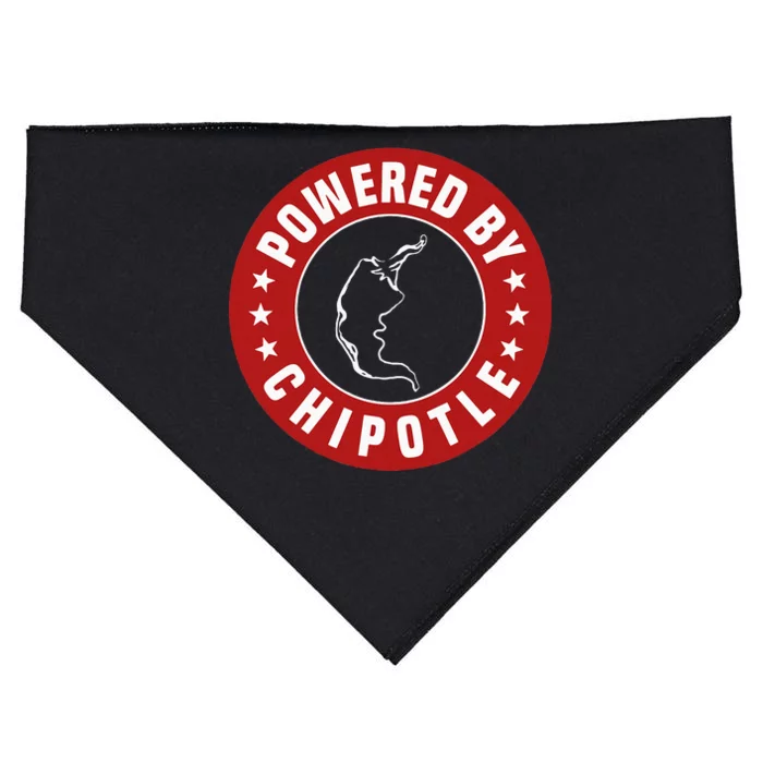 Funny Powered By Chipotle Design Chili Pepper USA-Made Doggie Bandana