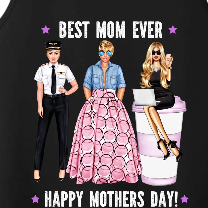 Female Pilot Best Mom Ever Mommy Mothers Day Aeroplane Flys Cute Gift Performance Tank