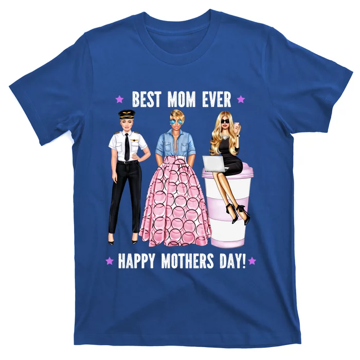 Female Pilot Best Mom Ever Mommy Mothers Day Aeroplane Flys Cute Gift T-Shirt