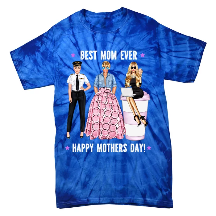 Female Pilot Best Mom Ever Mommy Mothers Day Aeroplane Flys Cute Gift Tie-Dye T-Shirt