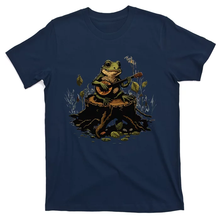 Frog Playing Banjo On Log Gift T-Shirt