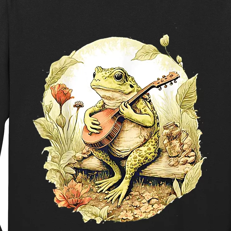 Frog Playing Banjo On Log Long Sleeve Shirt