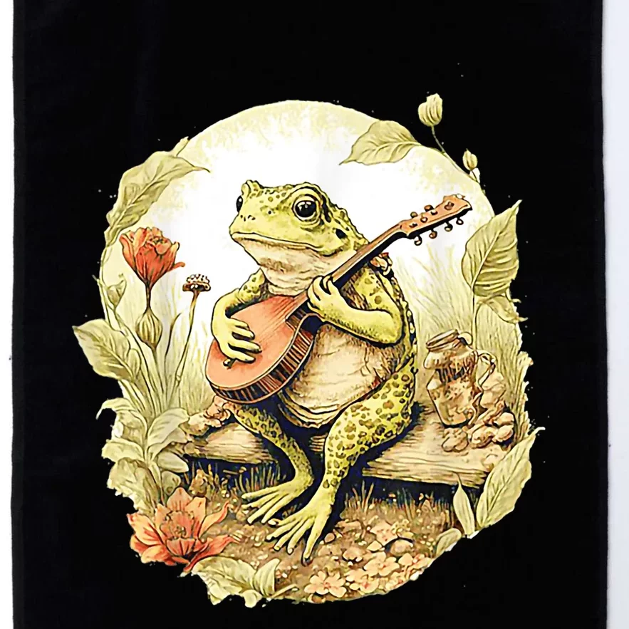 Frog Playing Banjo On Log Platinum Collection Golf Towel