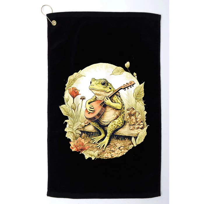 Frog Playing Banjo On Log Platinum Collection Golf Towel