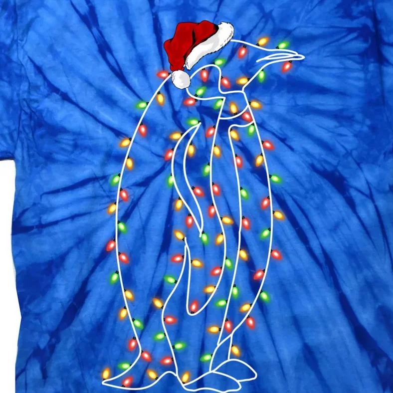 Funny Penguin Bird Xmas Lighting Santa Hat Penguin Christmas Gift Tie-Dye T-Shirt