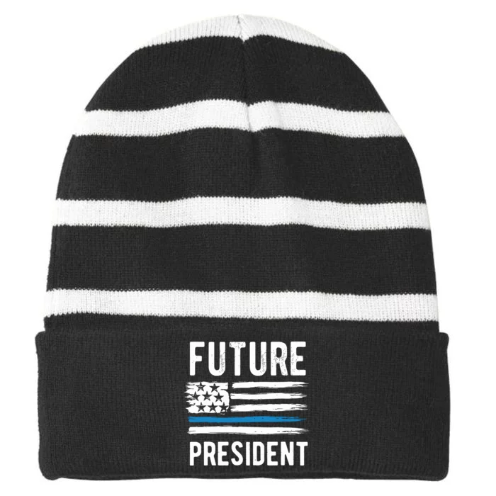 Future President Boy President To Be Striped Beanie with Solid Band