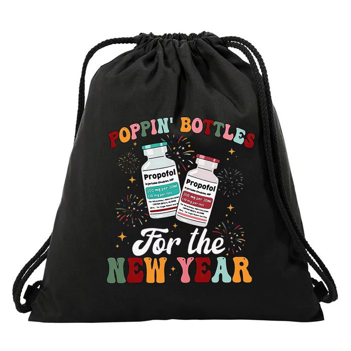 Funny Poppin Bottles For The New Year Icu Nurse Propofol Crna Drawstring Bag