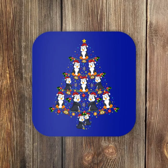 Funny Penguin Bird Lover Xmas Santa Penguin Christmas Tree Gift Coaster