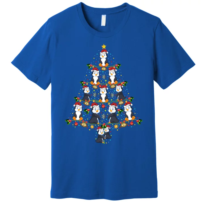 Funny Penguin Bird Lover Xmas Santa Penguin Christmas Tree Gift Premium T-Shirt