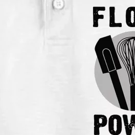 FLOUR POWER Baking Cooking Bread Making Chefs Dry Zone Grid Performance Polo