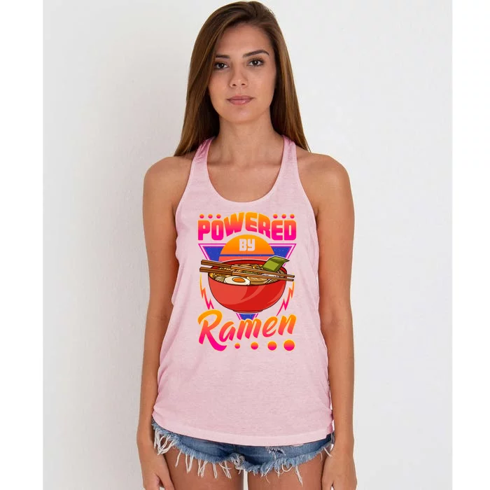 Funny Powered By Ra Cute Anime Kawaii Gamer Meaningful Gift Women's Knotted Racerback Tank