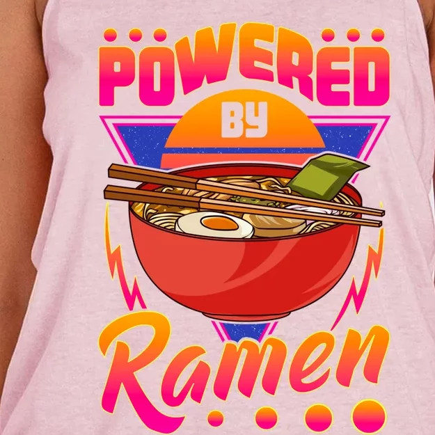 Funny Powered By Ra Cute Anime Kawaii Gamer Meaningful Gift Women's Knotted Racerback Tank